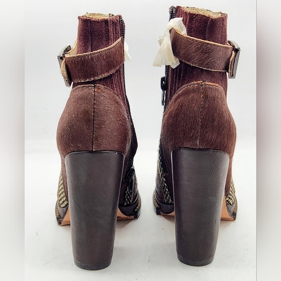 Custo Barcelona Pony-Style Calfskin Ankle Boots In Brown and Grey Size 38 - Picture 9 of 16